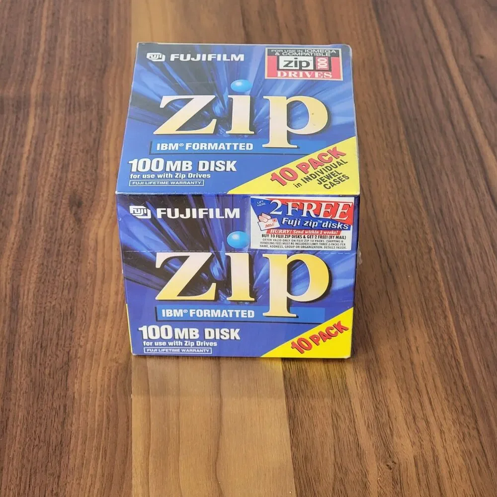 FujiFilm 100MB Atomm Zip Disk 10-Pack Individual Cases IBM Formatted New Sealed